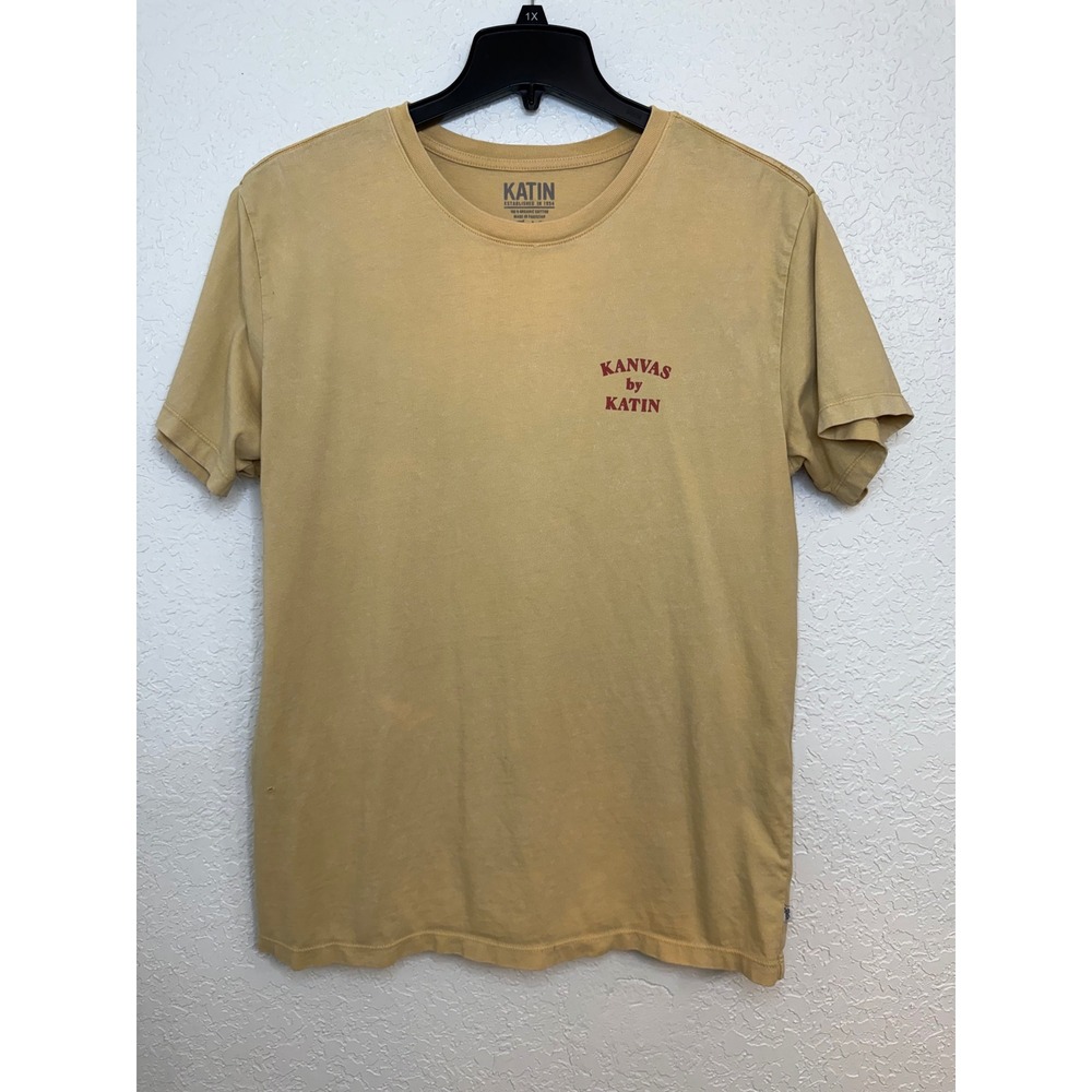 Katin Mens Destination Unknown Graphic T-Shirt Yellow Organic Cotton Size Large